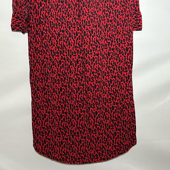 IRO Long Sleeve Button Front Side Slit Leopard Pirae Dress Red Womens Size 34 - Picture 11 of 16